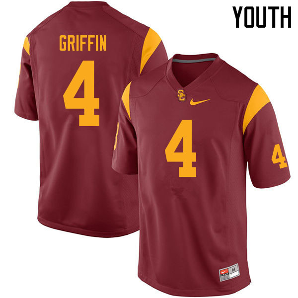 Youth #4 Olaijah Griffin USC Trojans College Football Jerseys Sale-Cardinal